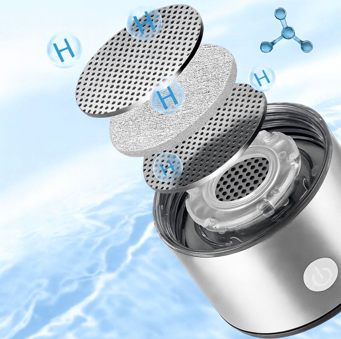 Slimme waterfles met waterstof-technologie –  Alkalische Waterfles met SPE/PEM-filter – Oplaadbaar - 420ML